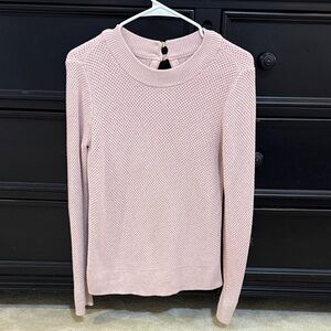 LOFT Pink Knit Sweater with Button Detail